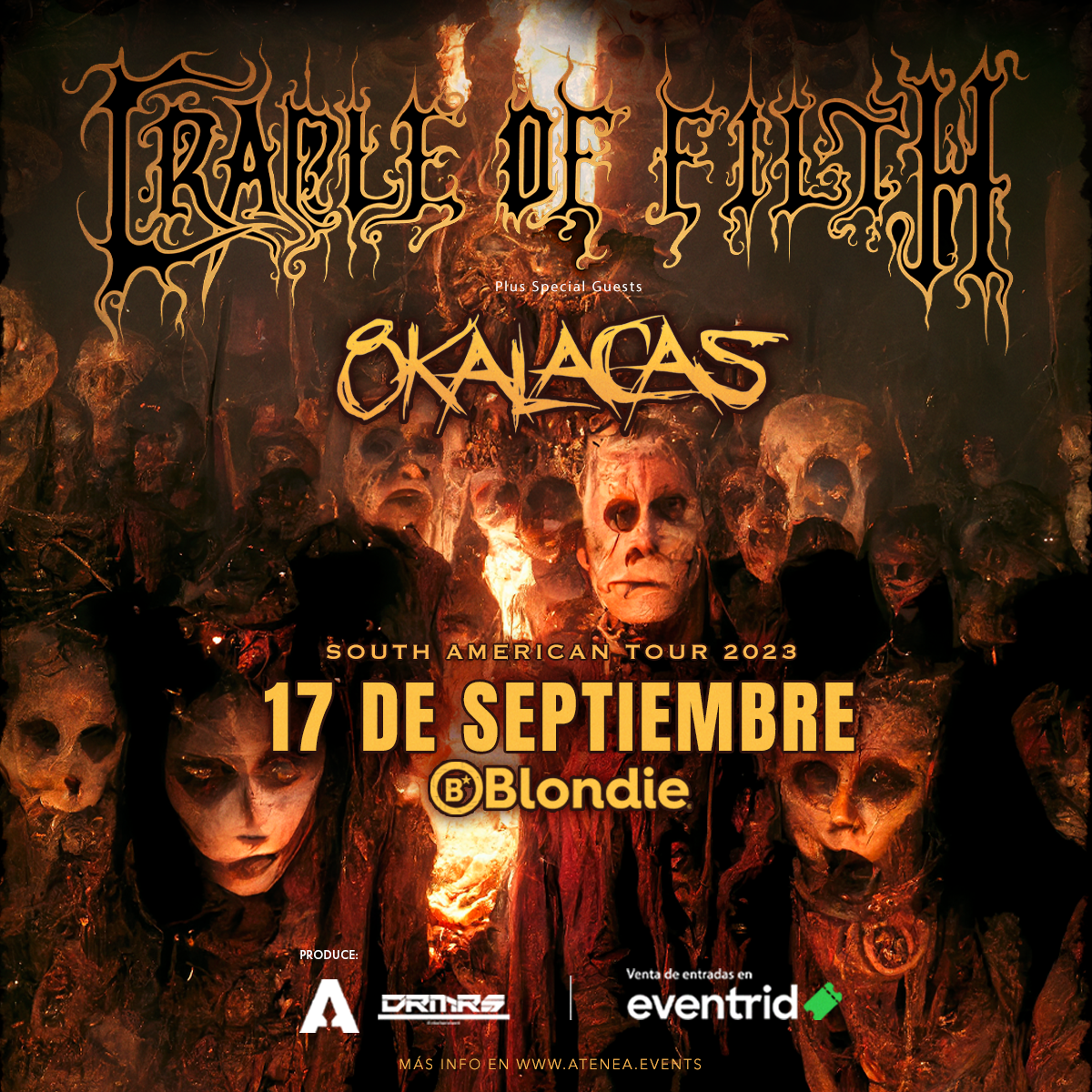 [CONCIERTOS] – Cradle Of Filth regresa a Chile junto a los mexicanos 8 Kalacas