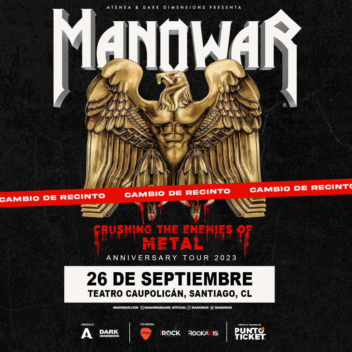 Atención: Por éxito de ventas Manowar en Chile cambia de recinto