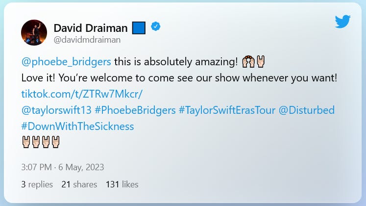 Oh oh, peligro… ¿Que traen entre manos David Draiman (Disturbed) y Taylor Swift?